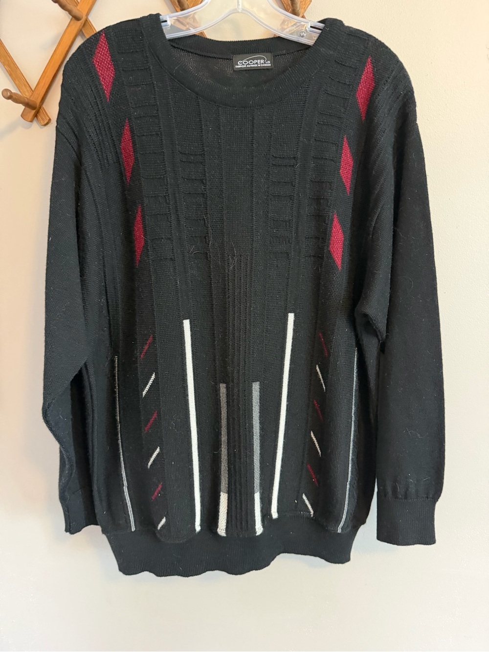 Cooper Vintage 90s Canadian Wool Blend Geometric Knit Sweater L